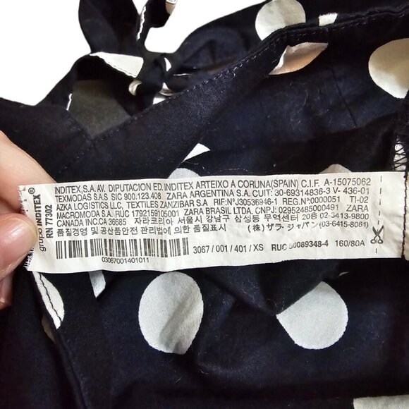 Zara Trafaluc Collection Navy Polka Dot Tie Shoulder Bodysuit Sz XS - Picture 9 of 10